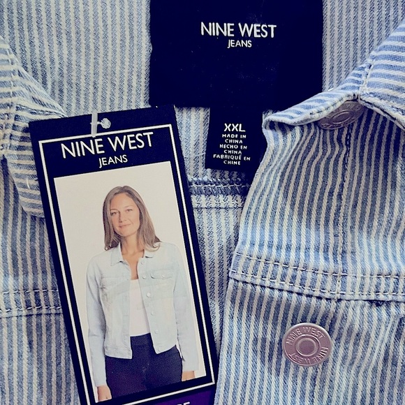 🆕 NINE WEST WOMEN'S Pinstripe Sarah Denim Jacket Size XXL - Picture 7 of 16